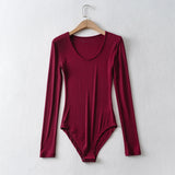 Women T-Shirt Spring round Neck Tight Pattern Slim-Fit Long Sleeve One-Piece T-shirt