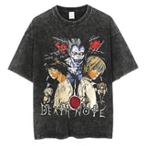 Harajuku Vintage Washed T Shirts Death Note Anime