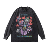 Men Long Sleeve Shirt Design Print Distressed Bottoming Long Sleeve T-shirt Men and Women Ins