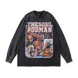 Men Long Sleeve Shirt Vintage Long Sleeve T-shirt Men and Women All-Matching Casual