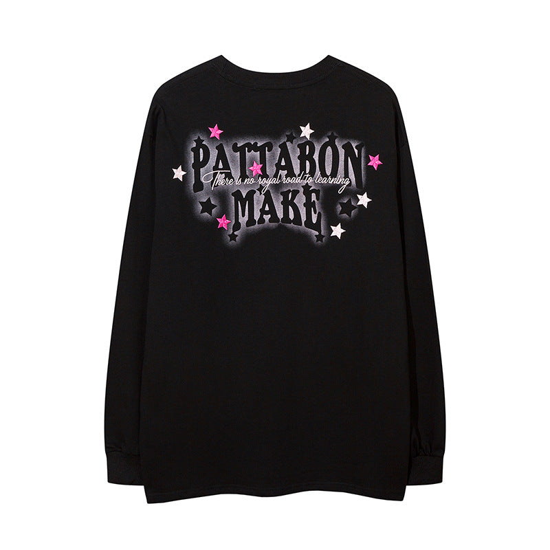 Men Long Sleeve Shirt Sweet Cool Couple Long Sleeve Bottoming T-shirt Idle Style Loose Men and Women