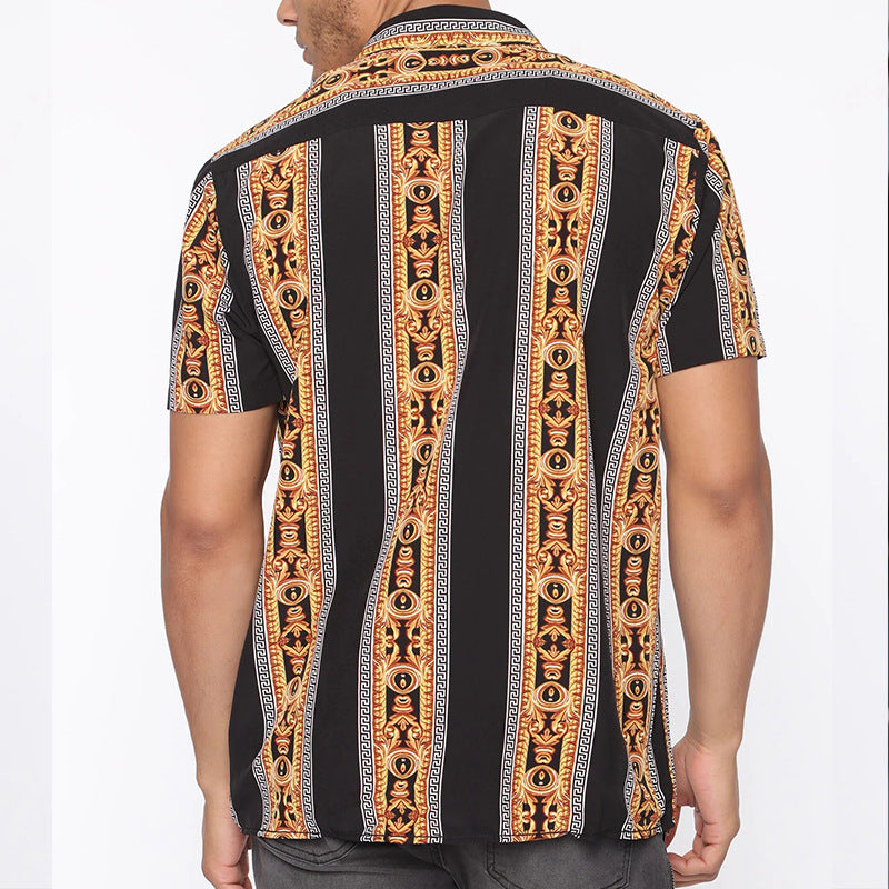 Men Shirt Summer Men's Casual Shirt Printed Short Sleeve