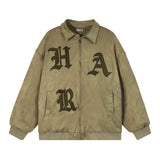 Men Cotton-Padded Jacket Coat Embroidered Lapel Thickening Cotton-Padded Jacket Men's Winter Cotton Padded Zipper Cotton-Padded Jacket