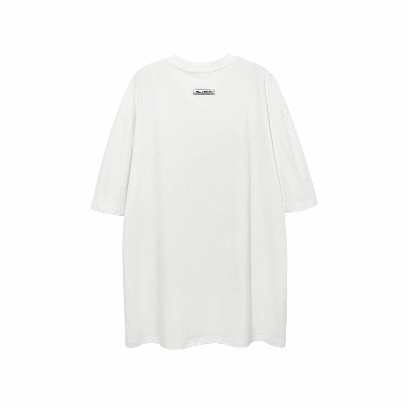 Men T Shirt Loose Half Sleeve T-shirt Men's Printed Short Sleeve
