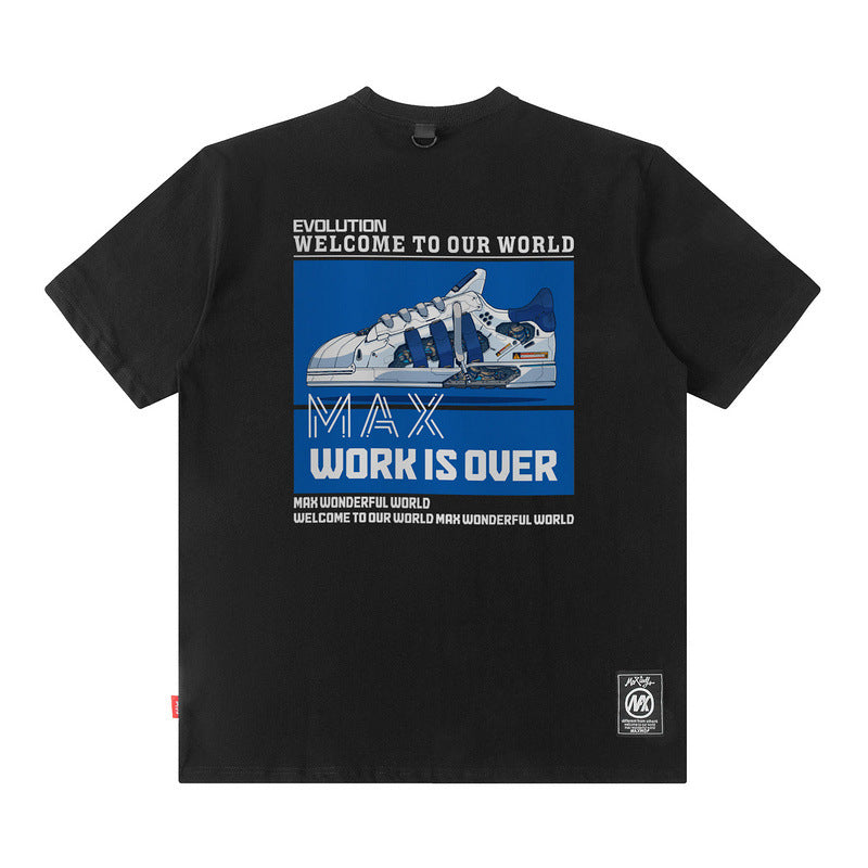 Men T Shirt Retro Men's Short-Sleeved T-shirt Casual Men and Women