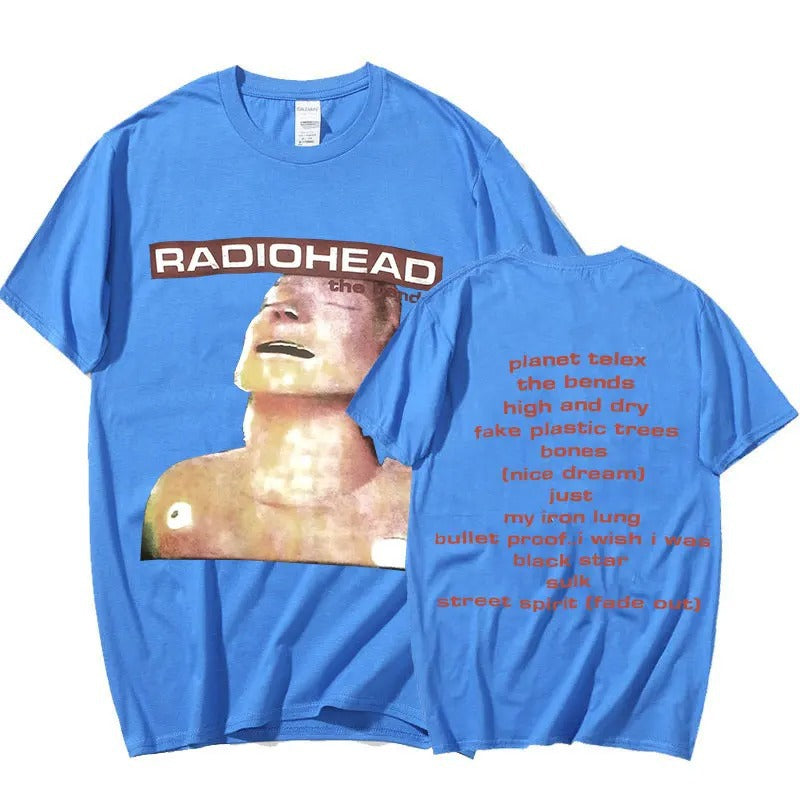 Vintage Rock Band Radiohead T Shirt Men Cotton T-shirts Hip
