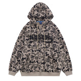 Men Fleece Lined Hoodie Camouflage Cardigan Sweater Men's Autumn and Winter High Street Zip Long Sleeve Coat