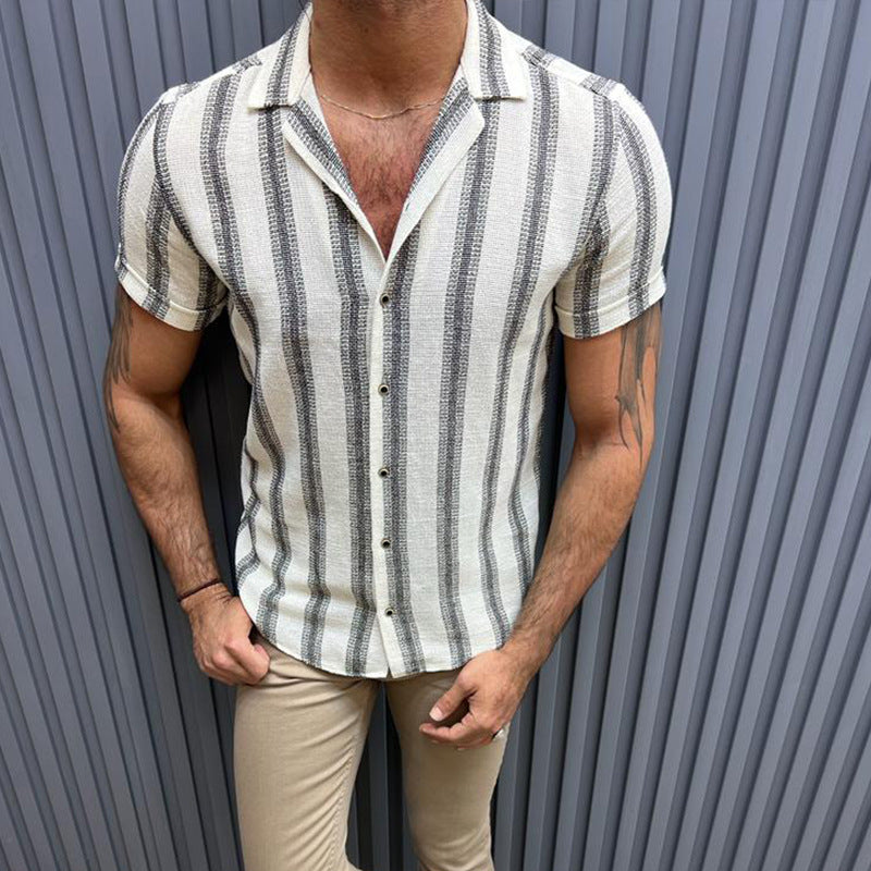Men Shirt Fashion Casual Striped Loose