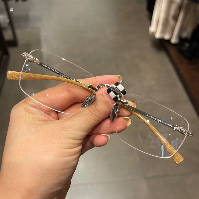 CHH Chrome Hearts Glasses Frame Pure Titanium Ultra Light Frameless Perforated Business Myopia Frame