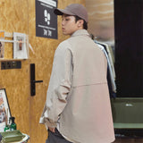 Men Long Sleeve T Shirt Men Loose Street Casual Overshirt All-Match