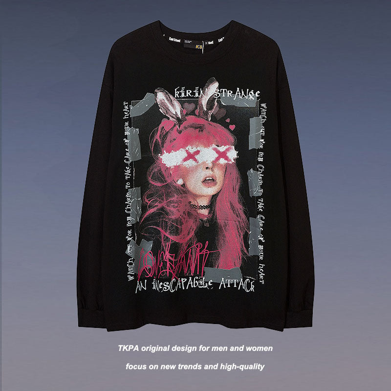 Men Long Sleeve Shirt Printed Long Sleeve T-shirt Men's Women's Pullover Couple