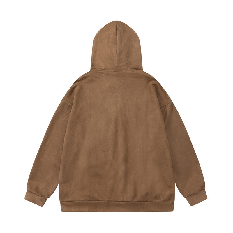 Men Hoodie Five-Pointed Star Spray Painting Printed Hoodie Loose Zip Coat