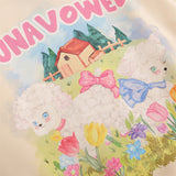 Men Hoodie Animal Lamb Oil Painting Printed Crew Neck Sweatshirt