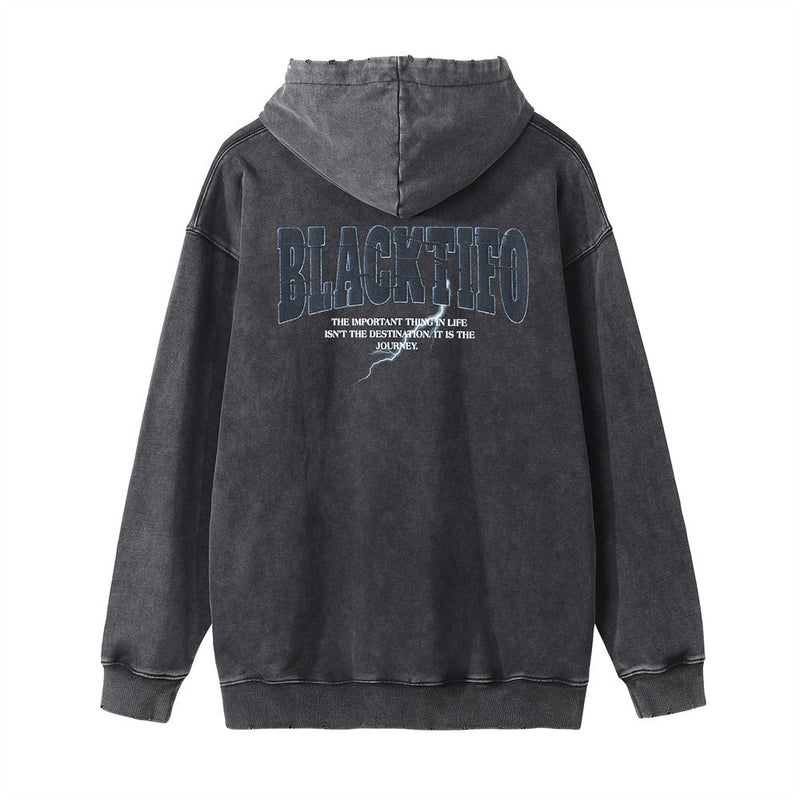 Men Hoodie Printed Hooded Men's Autumn and Winter Casual Loose Long Sleeve Washed and Worn