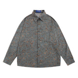 Men Long Sleeved T Shirt Men's Loose Casual Retro Spring and Autumn Lapel Long Sleeve Shirt