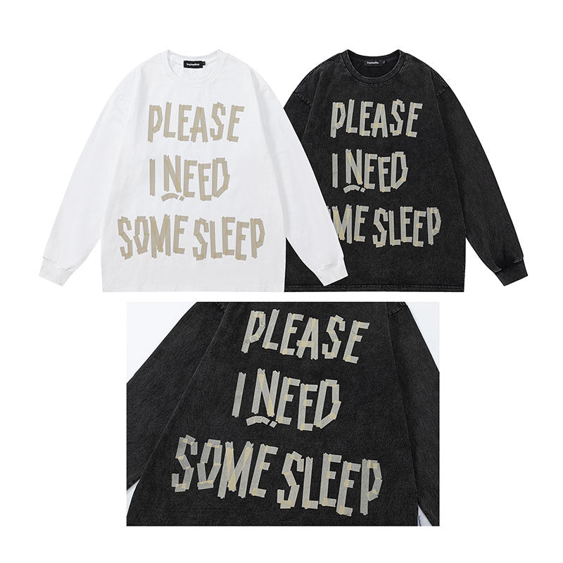 Men Long Sleeve Shirt Fashion Brand Casual Couple Long Sleeve T-shirt Retro Loose Men and Women