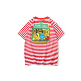 Bathing Ape T Shirt Cartoon Round Neck Summer Printed Large Size Short Sleeve Casual Striped T-shirt
