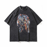Men T Shirt Retro Style Personality Printed Short-Sleeved T-shirt Men and Women Couple Loose