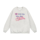 Men Hoodie Autumn and Winter round Neck Sweater Bear Printed Casual Long Sleeve Pullover Loose