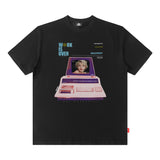Men T Shirt Summer Retro Portrait Printing round Neck Short Sleeve