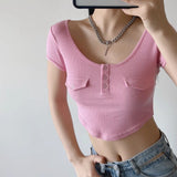 Women T-Shirt Short Sleeve Tight T-shirt Top