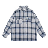 Men Long Sleeved T Shirt Plaid Shirt Men Long Sleeve Loose-Fitting Shirt Coat Casual Polo Collar