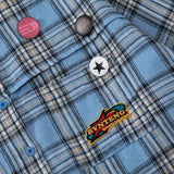 Men Long Sleeved T Shirt Badge Plaid Long Sleeve Shirt Outer Wear Men's Vintage Loose Spring and Autumn