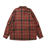 Men Long Sleeved T Shirt Plaid Long Sleeve Shirt Boys Sleeve Letter Lapel Shirt Coat