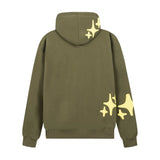 Men Fleece Lined Hoodie English Letter Hooded Sweater Men's Loose Hooded Cardigan Autumn and Winter