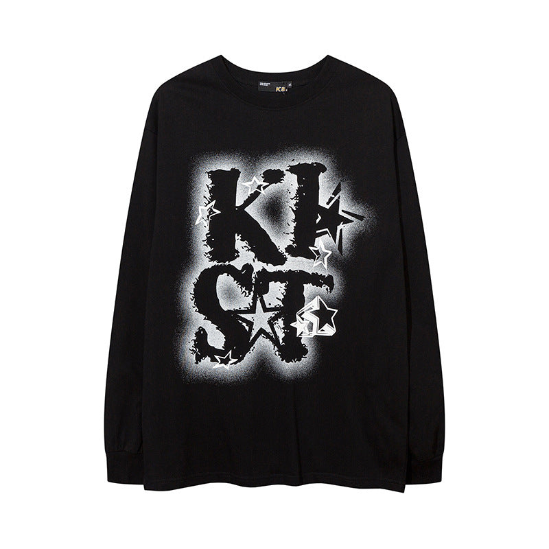 Men Long Sleeve Shirt Letter Printing Couple's Tops Street Casual Long Sleeve T-shirt Men and Women