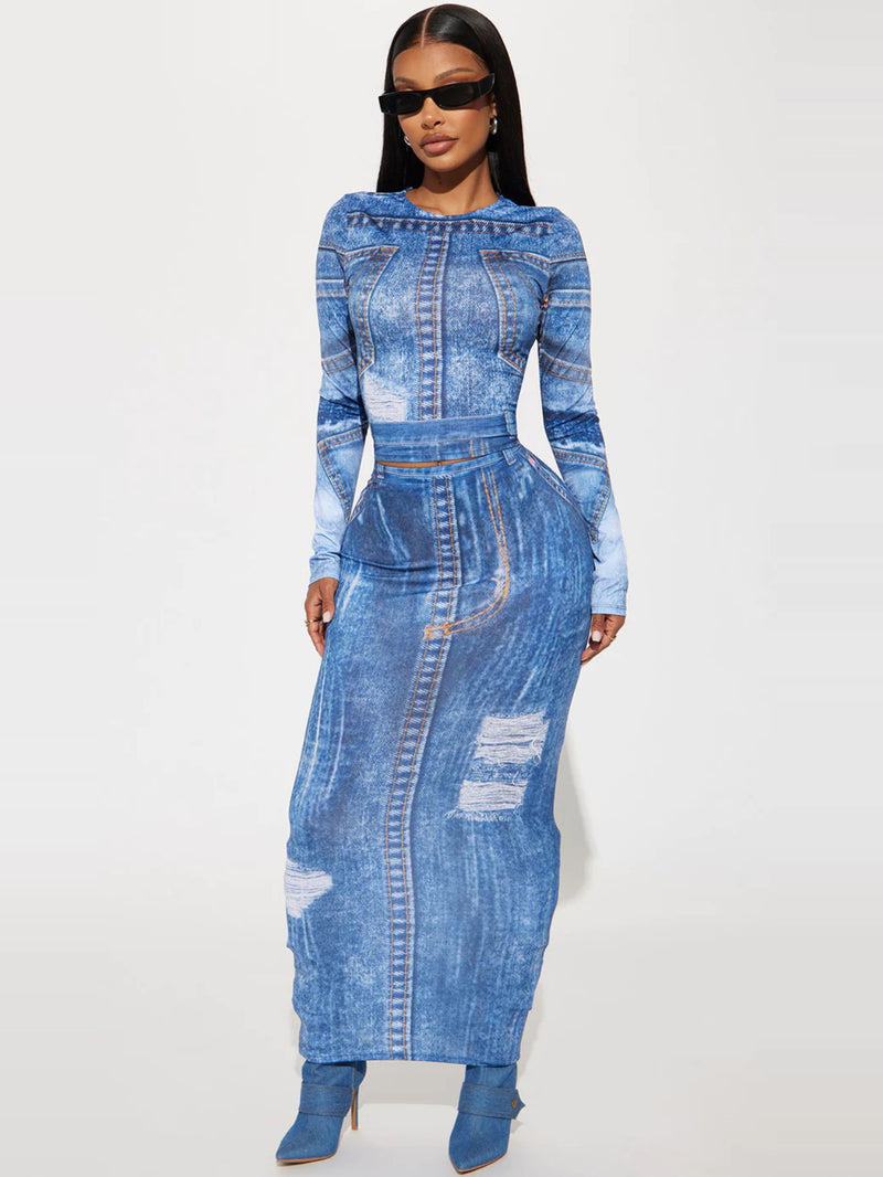 Women Co-Ord Set Women's Autumn Printing Fashion Slim Printing