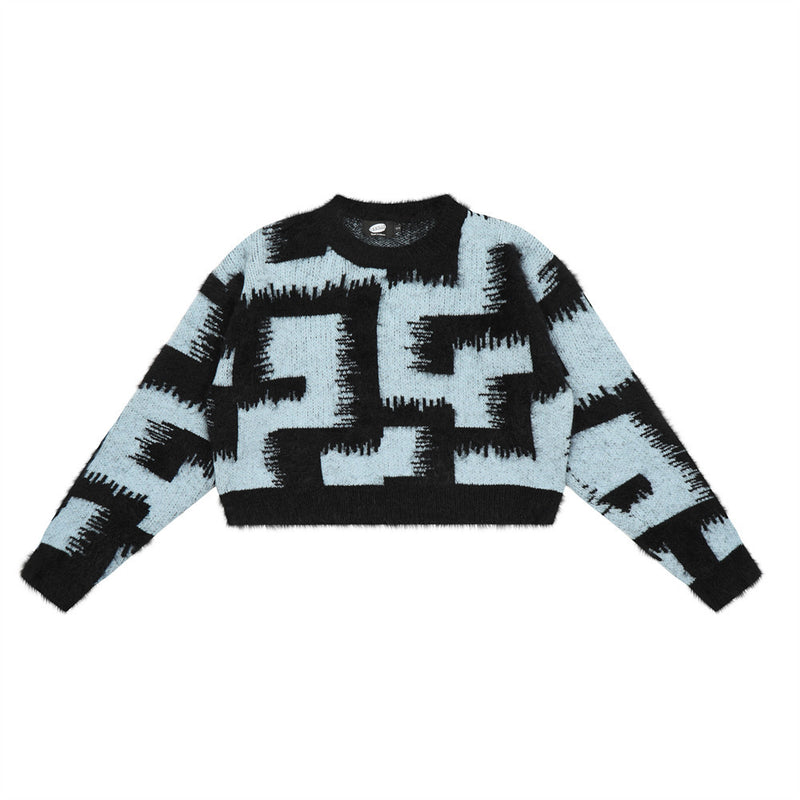 Women Sweater Short Knitwear Crew Neck Casual Girls Autumn