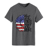 Women Independence Day T Shirt round Neck Loose Printed Short Sleeve T-shirt