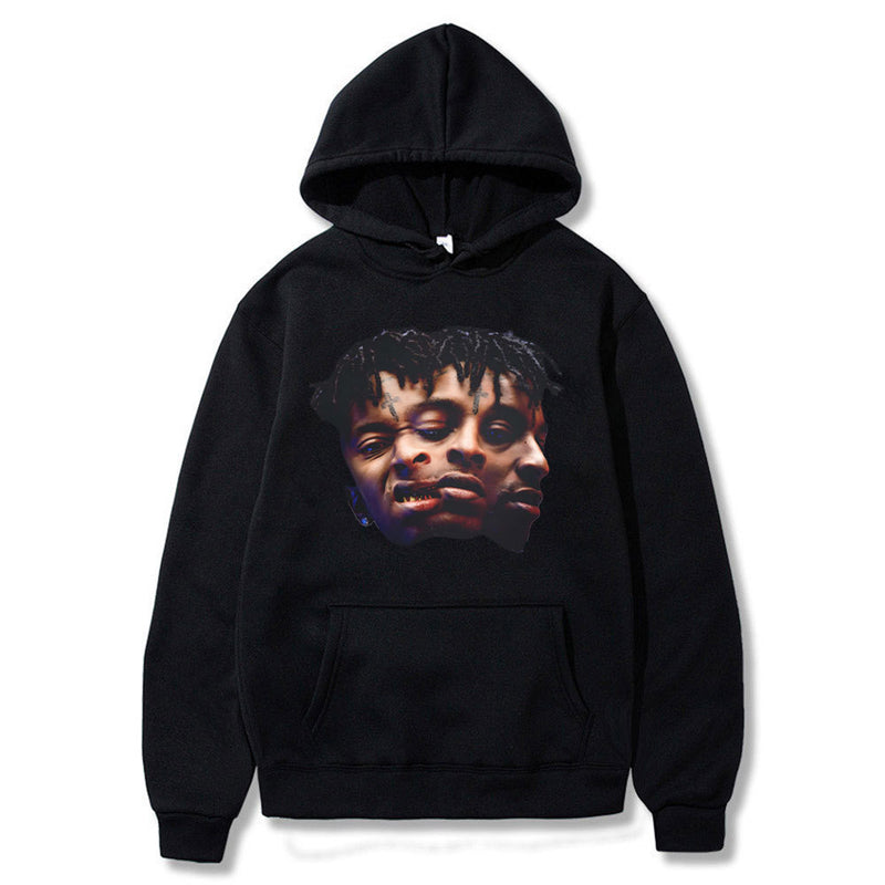 Rapper 21 Savage Big Head Graphics Hoodie Male Gothic