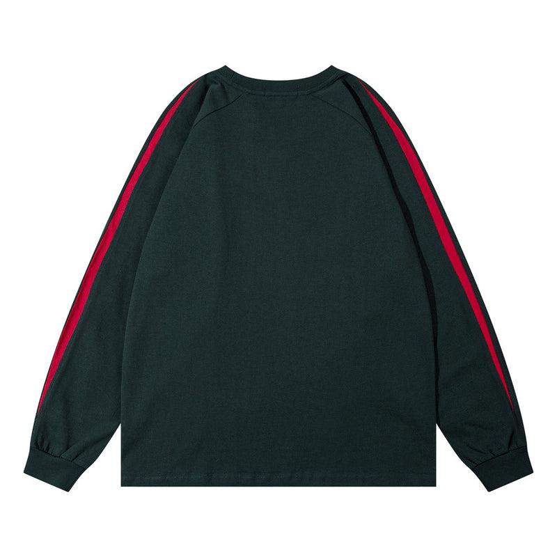 Men Hoodie round Neck Base Sweater Linen Cotton Long Sleeve T-shirt