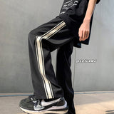 Men Sweatpants Ribbon Matching Ice Silk Casual Pants Men's Sports Pants