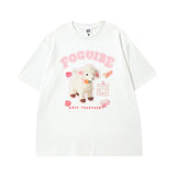 Men's T Shirt Cartoon Printed Short-Sleeved T-shirt Men's and Women's Retro Loose Couple