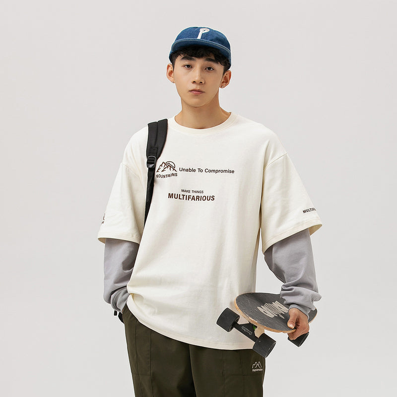 Unisex Hoodie Contrast Color Loose round Neck Sweater Trendy Men's Long Sleeves T-shirt