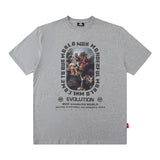 Men T Shirt Summer Retro Portrait Printing round Neck Short Sleeve