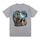 3 Racoon Moon Howling Raccoon Head T Shirt Funny Graphic