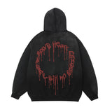 Men Hoodie Tie-Dye Gradient Hooded Coat Men's Autumn Letter Print Washed and Worn Cardigan Sweater