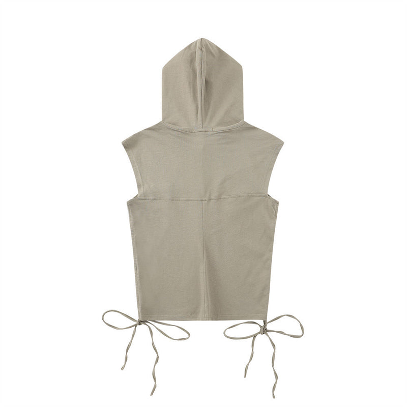 Women Vest Hooded Sleeveless Vest Stitching Letter Embroidery Summer Casual Women
