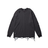 Men Hoodie Vibe Style Solid Color Simple Ripped Sweater Long Sleeve Loose round Neck Pullover Bottoming Shirt