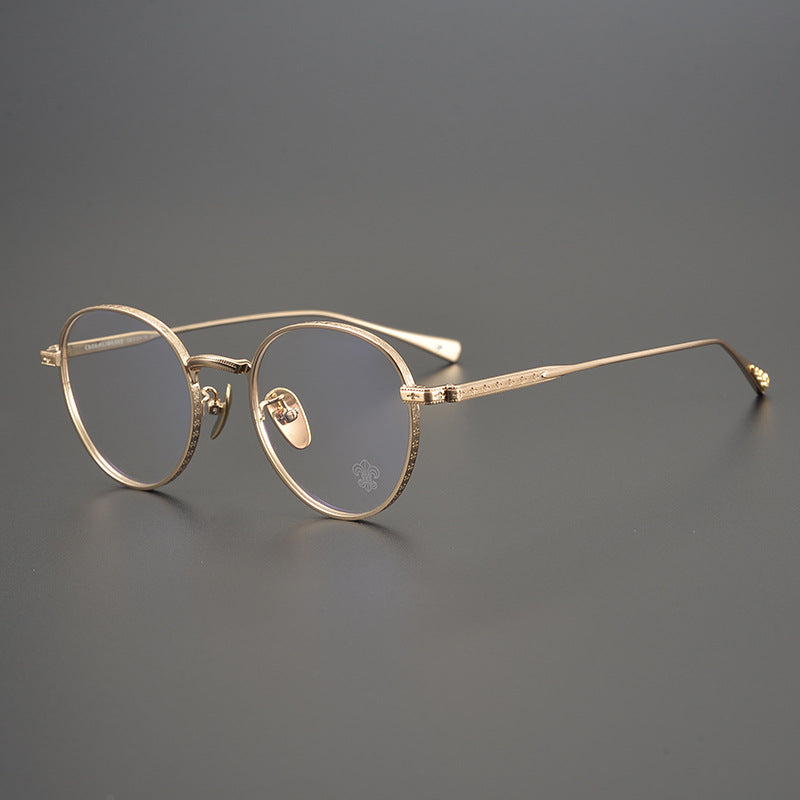CHH Chrome Hearts Glasses Collection Versatile Vintage Round Engraved Pure Titanium Myopia Glasses Frame