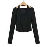 Women's T-Shirt Top Women's Slim-Fit Short Knitted T-shirt