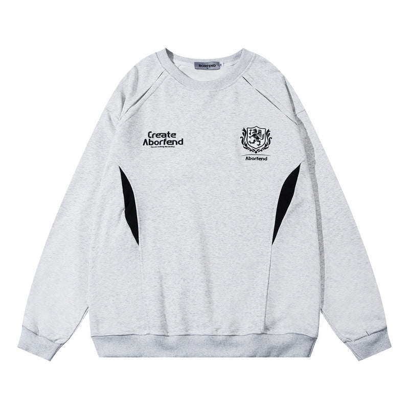 Men Hoodie round Neck Racing Suit Sports Loose Long Sleeve Top Autumn and Winter