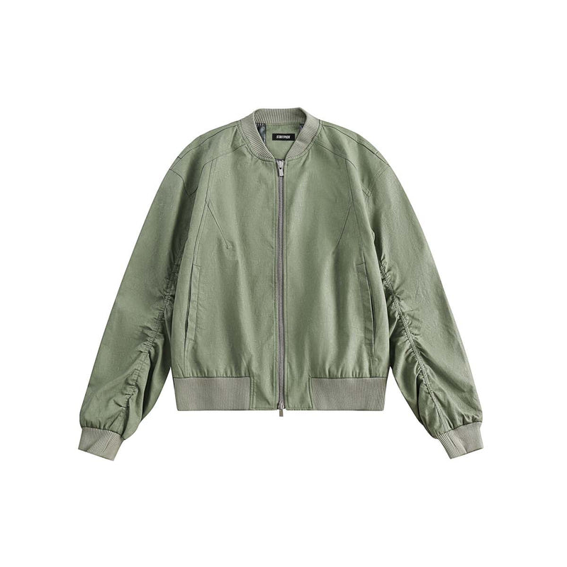 Unisex Jacket Fall Pleating Bomber Jacket Women