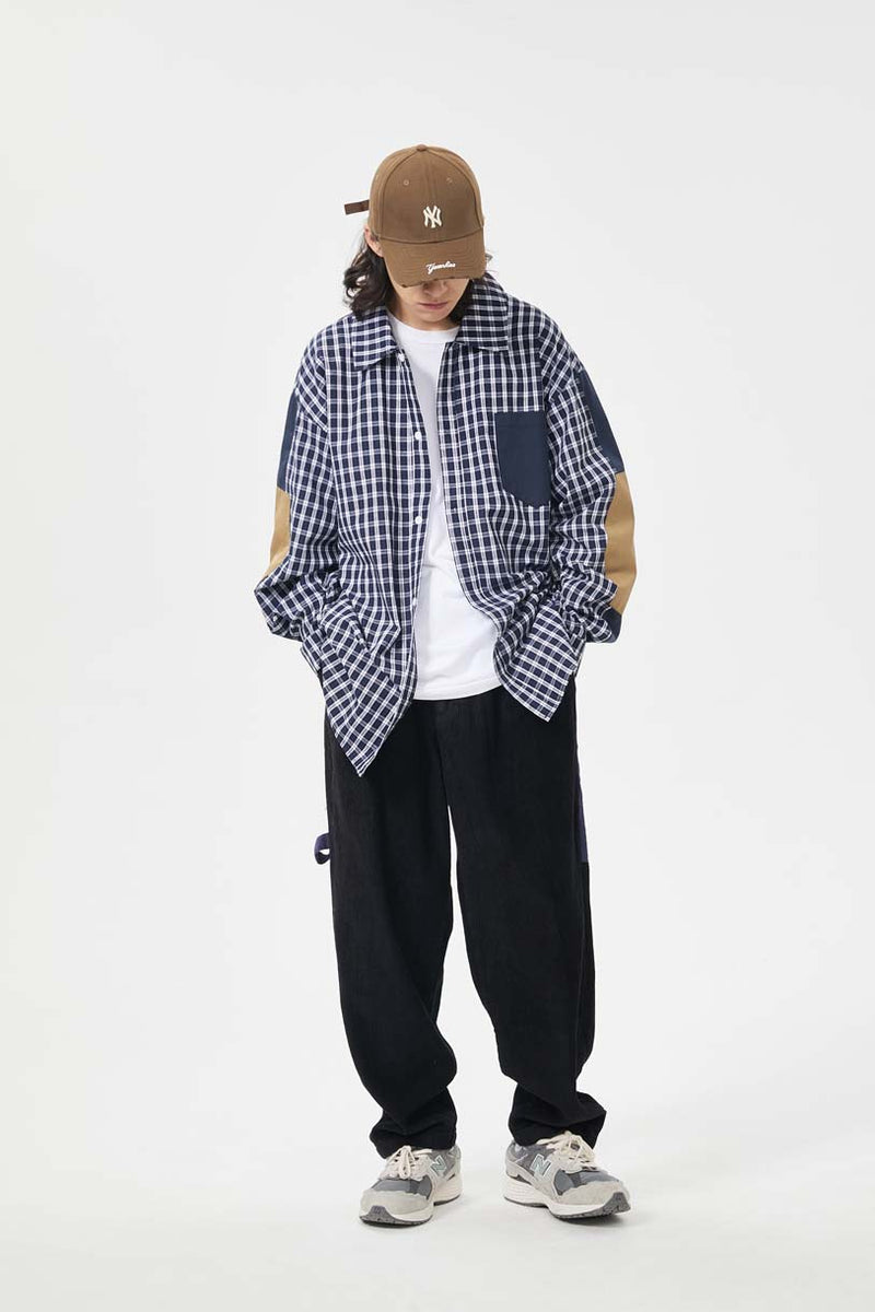 Unisex Jacket Autumn Patch Plaid Shirt Women's Clothing