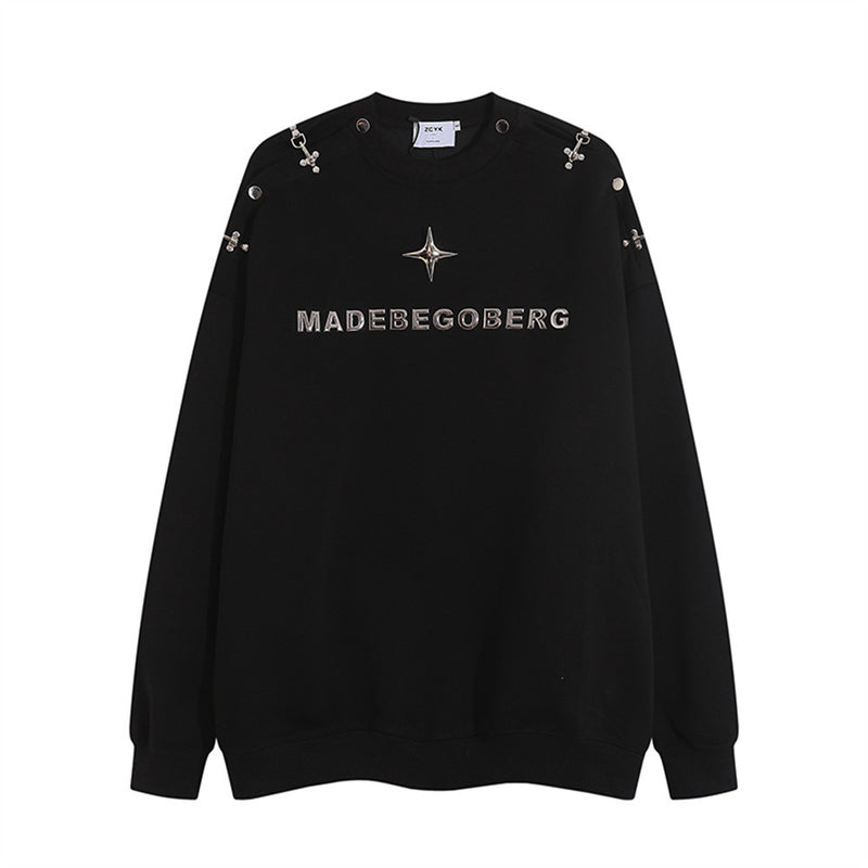 Men Hoodie Sweater Men's Autumn Loose Casual Letter Crew Neck