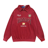 Men Hoodie Washed Distressed Letters Printing Lapel Sweater Men's Loose Spring and Autumn